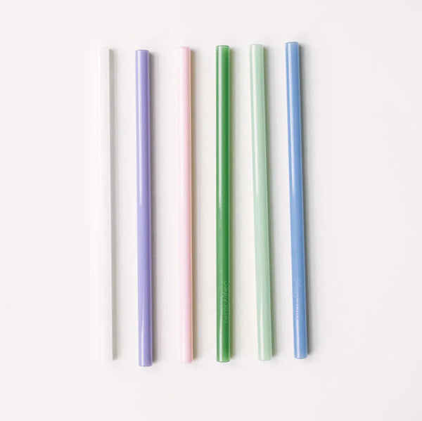 Simply Straws Classic 8" Glass Straw Set - Cote d'Azur