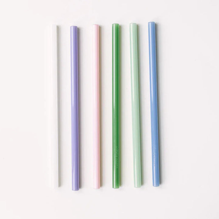 Simply Straws Classic 8" Glass Straw Set - Cote d'Azur