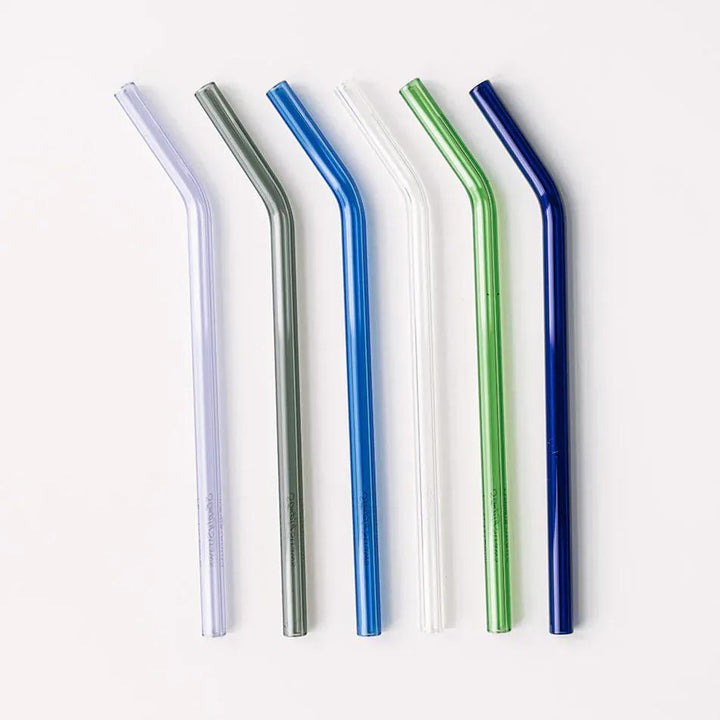 Simply Straws Classic 8" Glass Straw Set - Seaglass