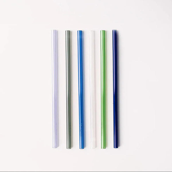 Simply Straws Classic 8" Glass Straw Set - Seaglass