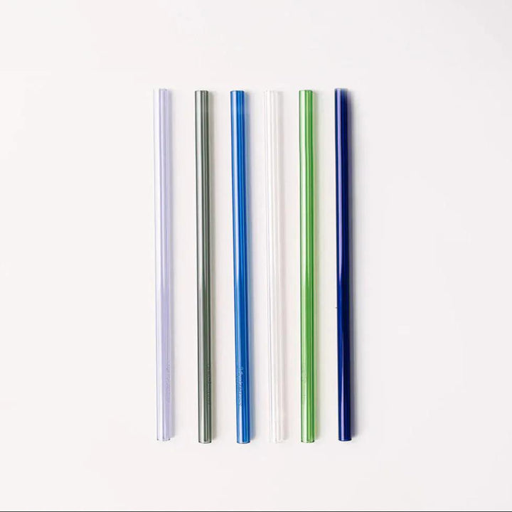 Simply Straws Classic 8" Glass Straw Set - Seaglass