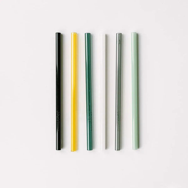 Simply Straws Skinny 6" Glass Cocktail Straw Set - Fjord Mist