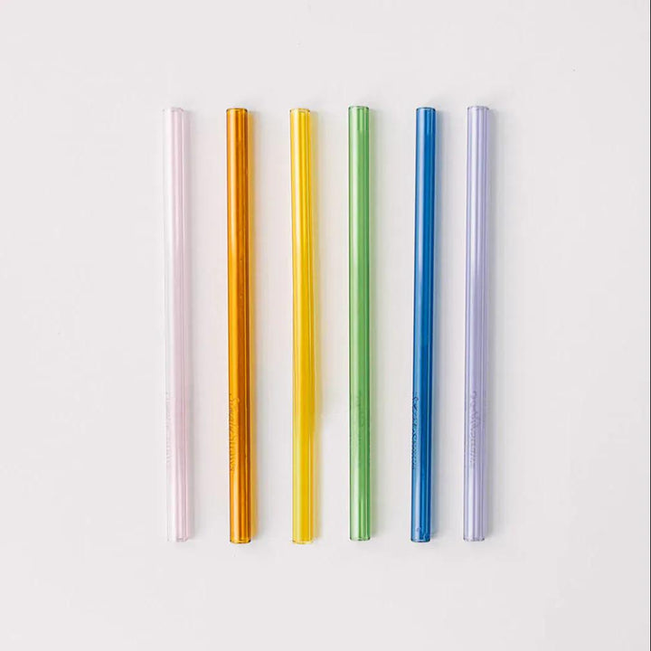 Simply Straws Skinny 6" Glass Cocktail Straw Set - Iridium