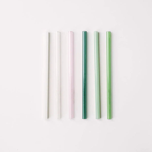 Simply Straws Skinny 6" Glass Cocktail Straw Set - Palm