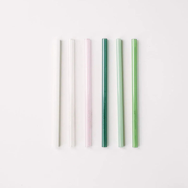 Simply Straws Skinny 6" Glass Cocktail Straw Set - Palm