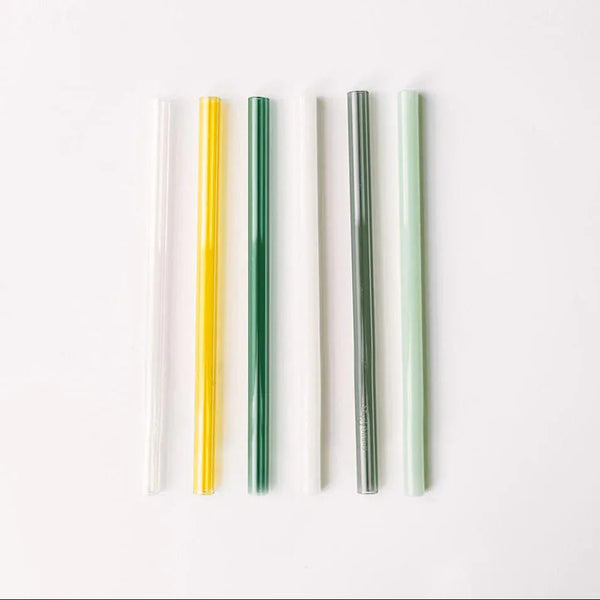 Simply Straws Wide 10" Glass Straw Set - Fjord Mist