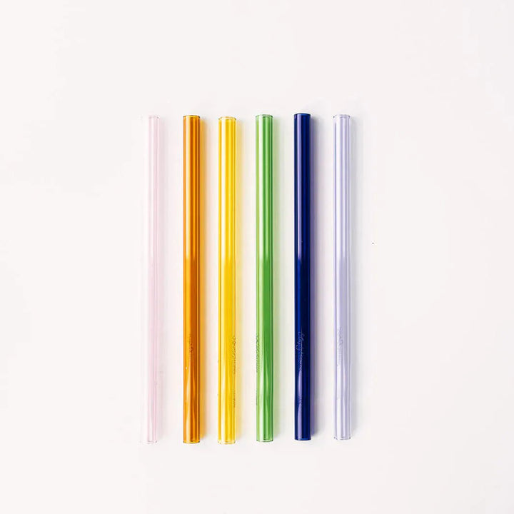 Simply Straws Wide 10" Glass Straw Set - Iridium