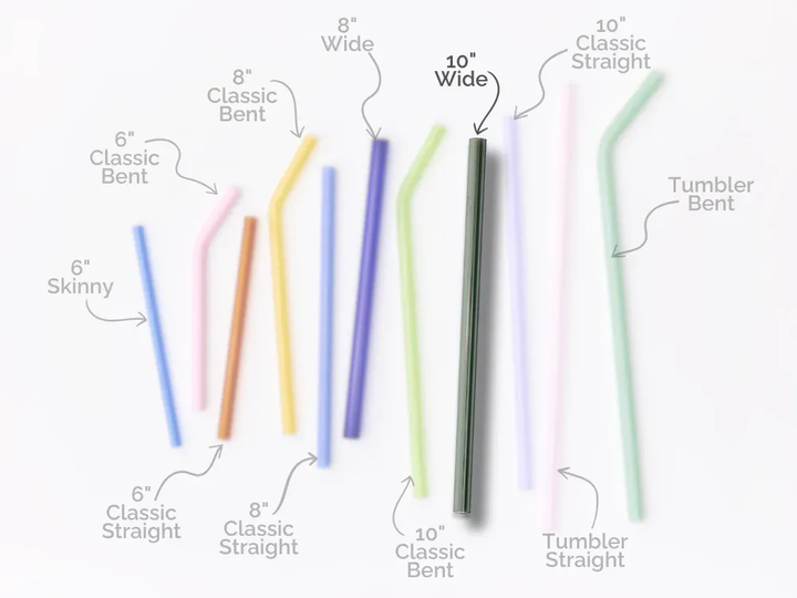 Simply Straws Wide 10" Glass Straw Set - Seaglass