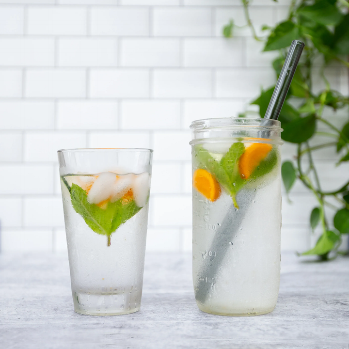 Simply Straws Wide 10" Glass Straw Set - Seaglass