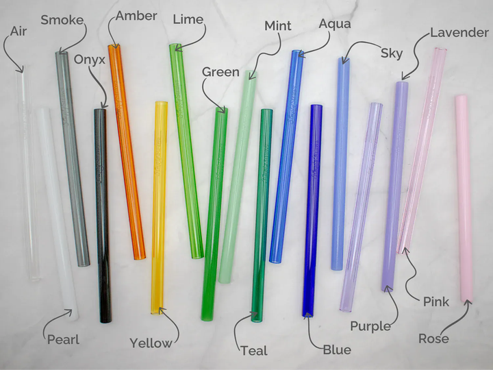 Simply Straws Wide 8" Glass Straw Set - Air