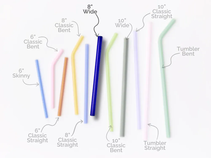 Simply Straws Wide 8" Glass Straw Set - Air