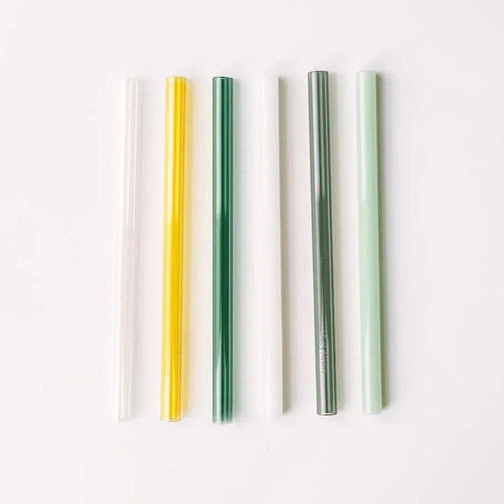 Simply Straws Wide 8" Glass Straw Set - Fjord Mist
