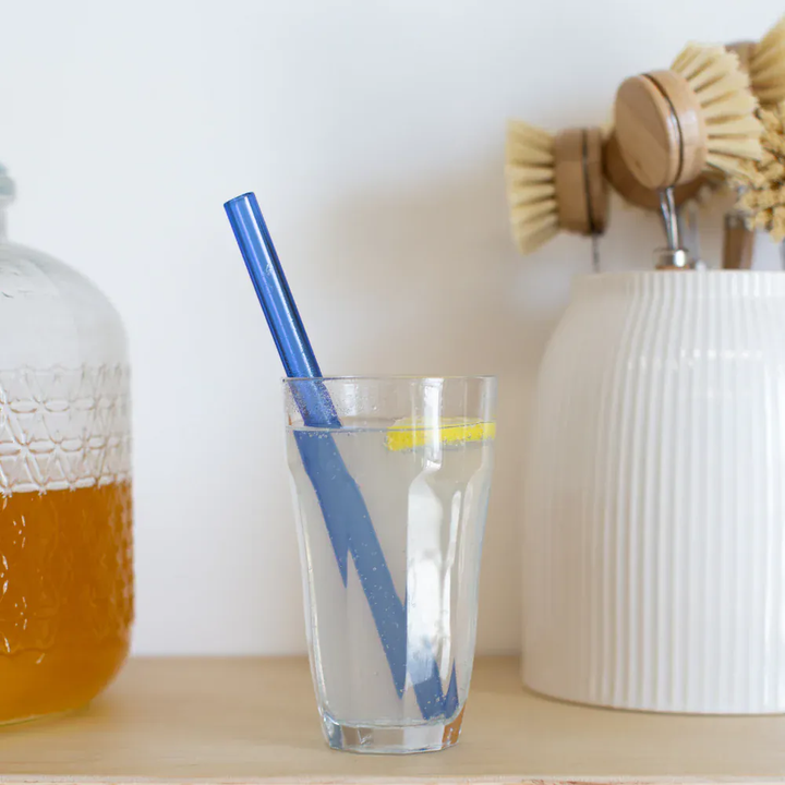 Simply Straws Wide 8" Glass Straw Set - Iridium