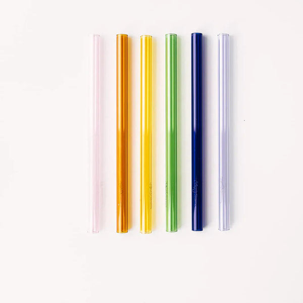 Simply Straws Wide 8" Glass Straw Set - Iridium
