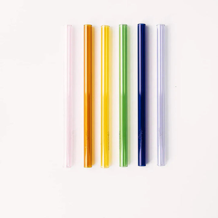 Simply Straws Wide 8" Glass Straw Set - Iridium