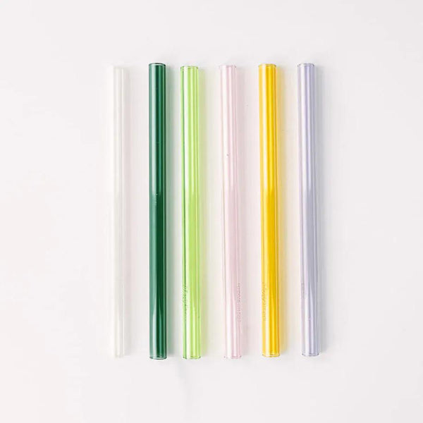 Simply Straws Wide 8" Glass Straw Set - Meadow
