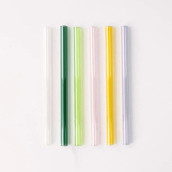 Simply Straws Wide 8" Glass Straw Set - Meadow