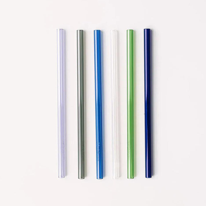Simply Straws Wide 8" Glass Straw Set - Seaglass