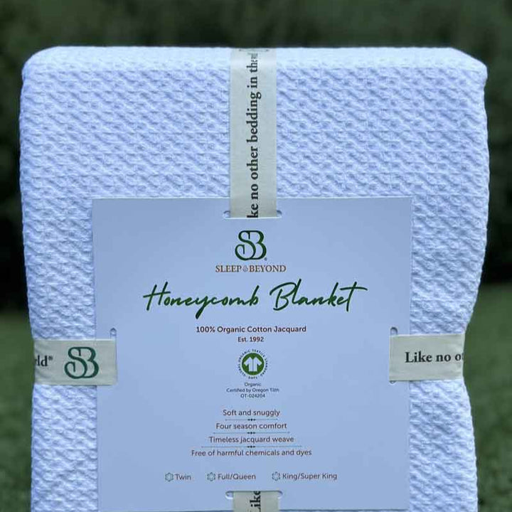 100% Organic Cotton Honeycomb Jacquard Blanket