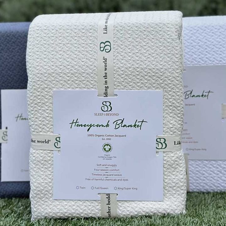 100% Organic Cotton Honeycomb Jacquard Blanket