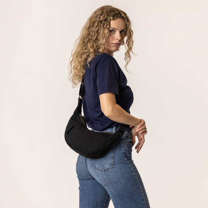 Terra Thread® Ivory Black Organic cotton Crossbody Bag