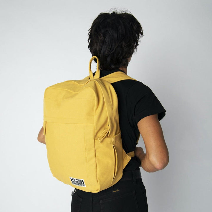 Terra Thread® Mustard Yellow Earth Backpack - Sustainable Backpack for School and Everyday use