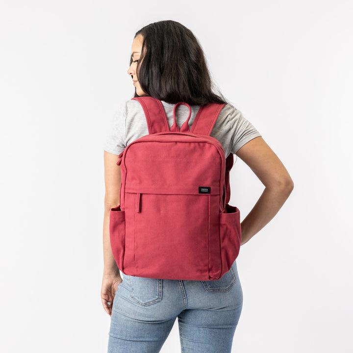Terra Thread® Ruby Red Earth Backpack - Sustainable Backpack for School and Everyday use