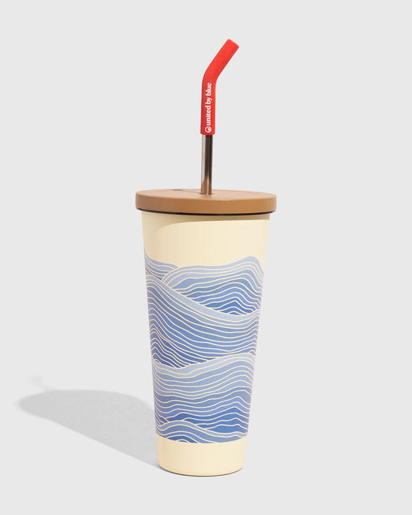 United By Blue Eggshell - Waves 24 oz Insulated Steel Straw Tumbler