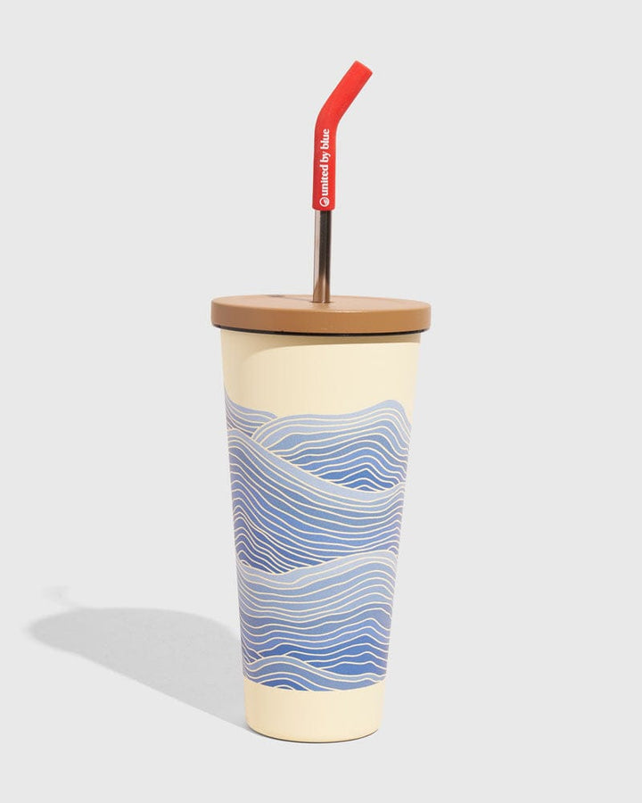 United By Blue Eggshell - Waves 24 oz Insulated Steel Straw Tumbler