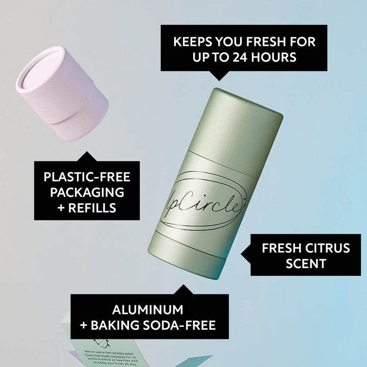 UpCircle Refillable Natural Deodorant with Macadamia + Bergamot - Aluminum-Free, Eco-Friendly, and Biodegradable