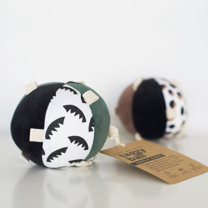 Wee Gallery Taggy Ball with Rattle - Jungle Leaves