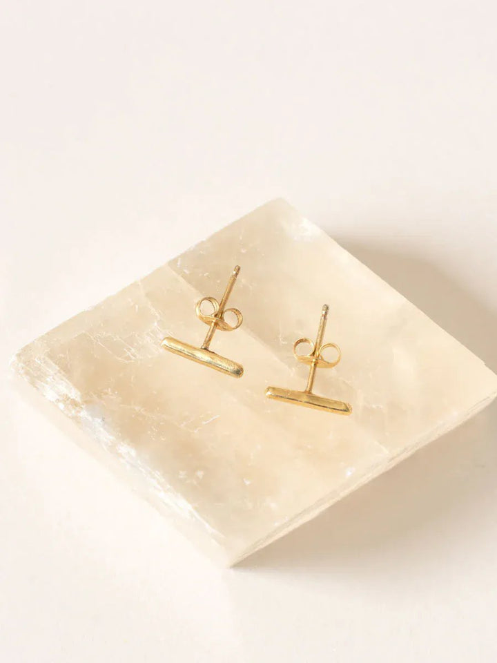 wellthy® Gold Vermeil Bar Studs