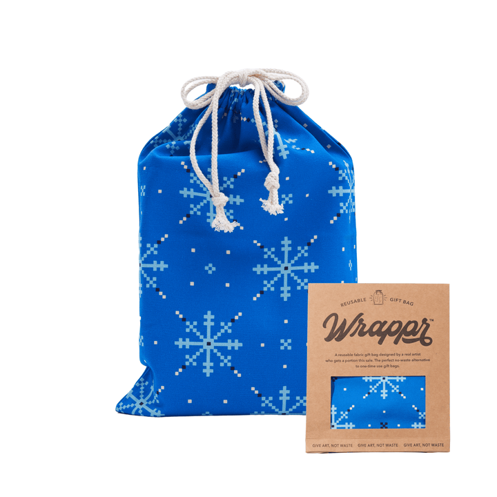 Wrappr Blue Fabric Gift Bag by Kelsey Weigl | 14", Cotton