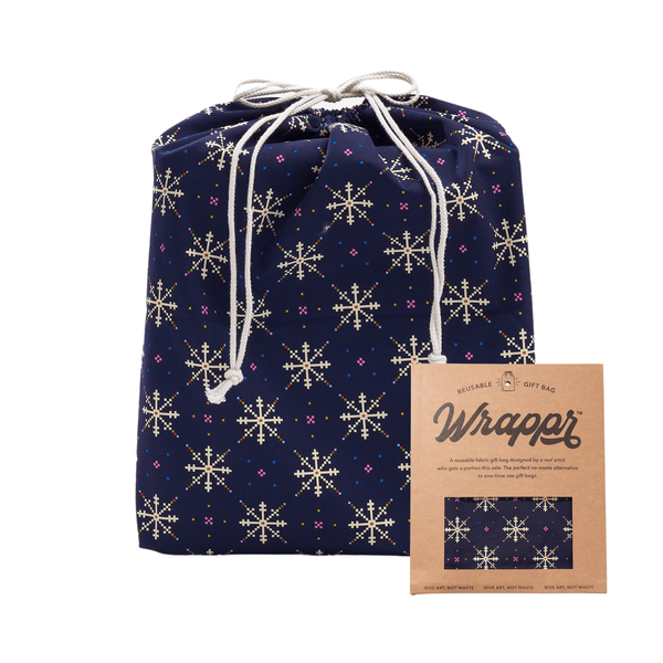 Wrappr Blue Fabric Gift Bag by Kelsey Weigl | 22", Cotton