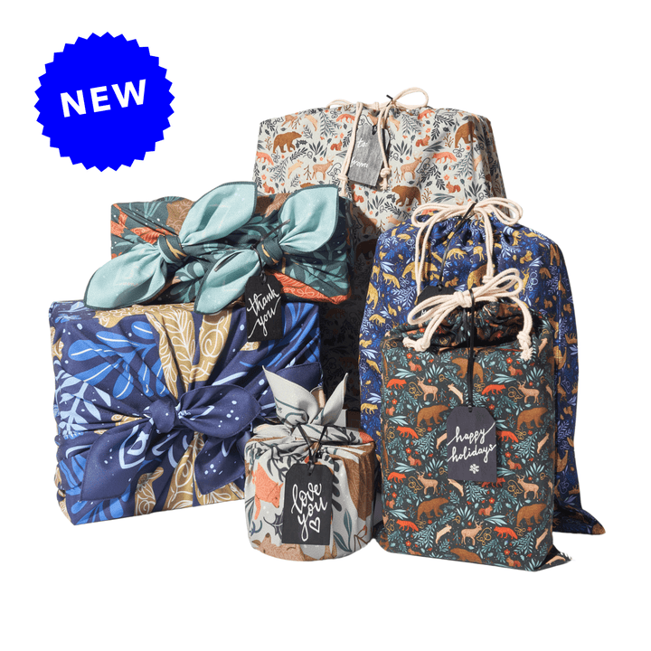 Wrappr Bundle of 3 Furoshiki Wraps & 3 Fabric Bags by Hannah Pearlman