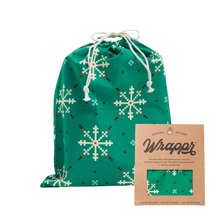 Wrappr Green Fabric Gift Bag by Kelsey Weigl | 18", Cotton