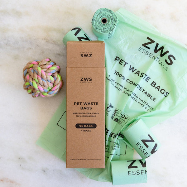 ZWS Essentials Compostable Pet Waste Bags - 60-Pack or 96-Pack, Plastic-Free