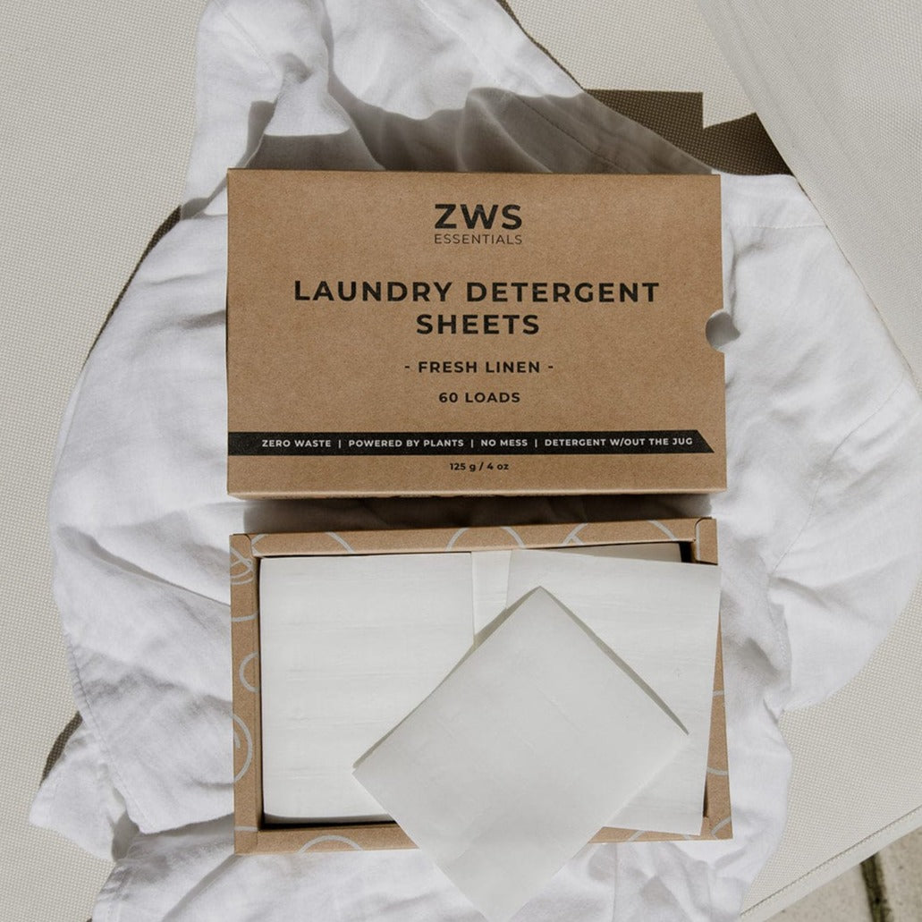 ZWS Essentials Laundry Detergent Sheets - Zero Waste Laundry Detergent, Eco-Friendly, Plant Based, Allergen-Free, 60 Loads