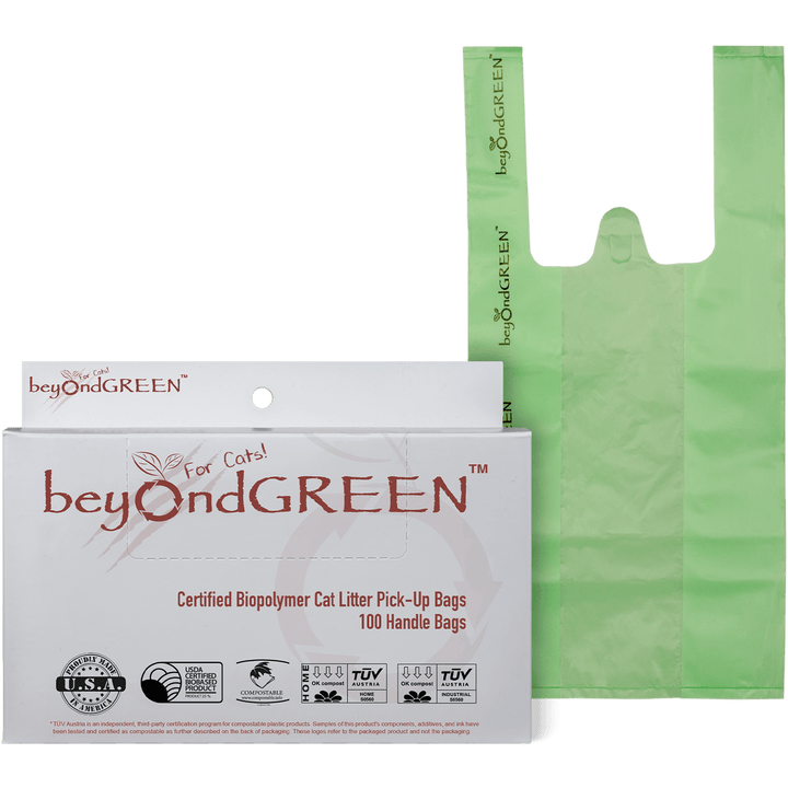 beyondGREEN biotech, Inc. beyondGREEN Cat Litter Bags - Regular - 100 Bags with Handles