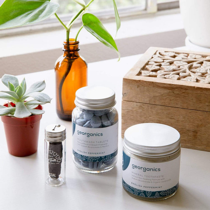 Georganics Georganics Toothpaste Tablets - Peppermint or Charcoal - Vegan, Fluoride + Gluten Free, Refillable