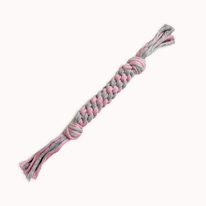 Hudson Houndstooth Small / Pink Organic Pet Rope Toy