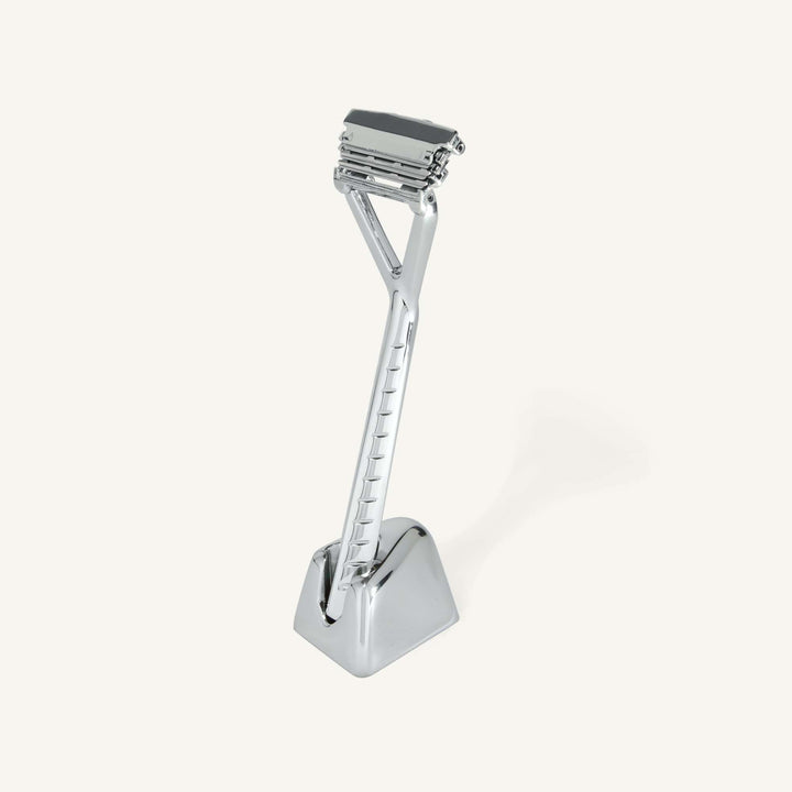 Leaf Shave Pivoting Head Stainless Steel Razor Stand - Leaf, All-Metal Construction, Multiple Colors