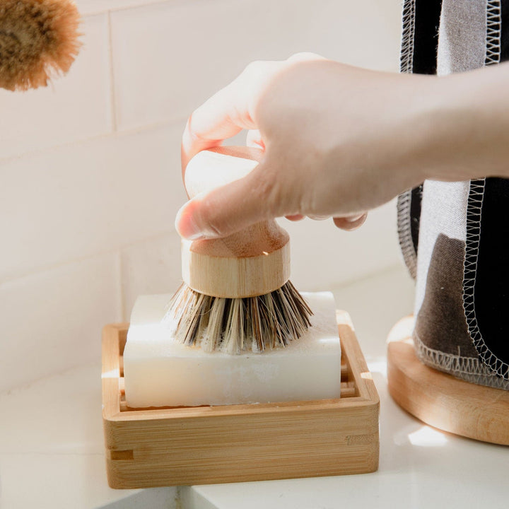 6 Scrubber Soap Dispense Palm Wash Brush Cleaning Pan Pot Dish