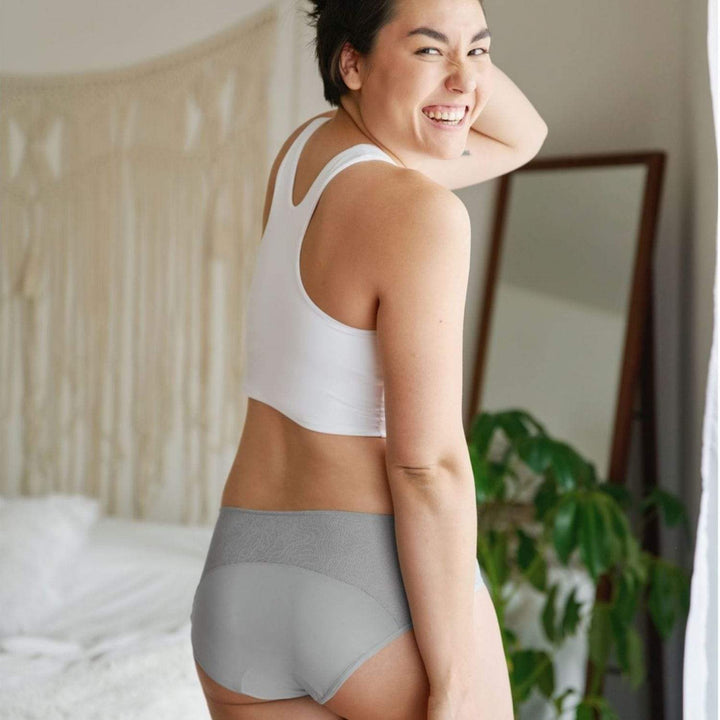 Saalt XL / Pebble Grey Saalt Period Underwear- Lace Hipster- Leakproof, Light Absorbency, Recycled