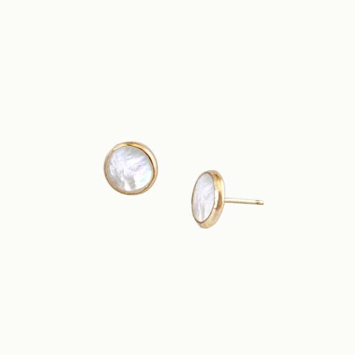 Sara Patino Jewelry Deep Stud Earrings with Mother of Pearl