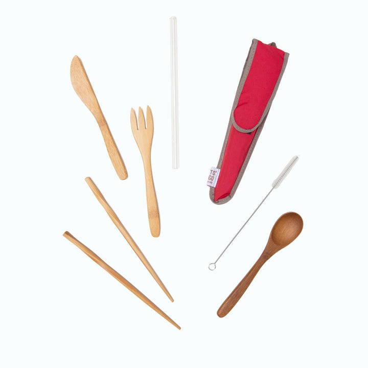 Simply Straws Cayenne Reusable Utensil Kit with Straw