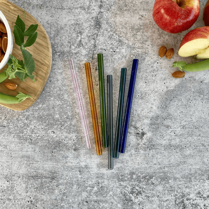 Simply Straws Earth / 6" Glass Straw 6-Pack Set, 6, 8 & 10 Inch