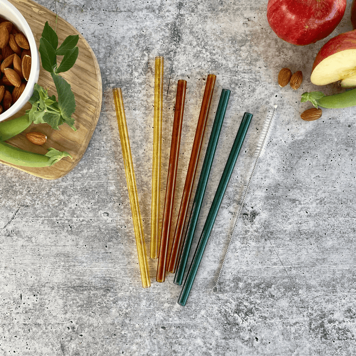Simply Straws Earth / 8" Glass Straw 6-Pack Set, 6, 8 & 10 Inch