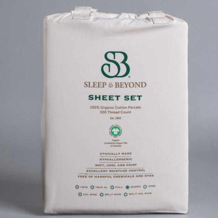Sleep & Beyond 100% Organic Cotton Percale Sheet Set