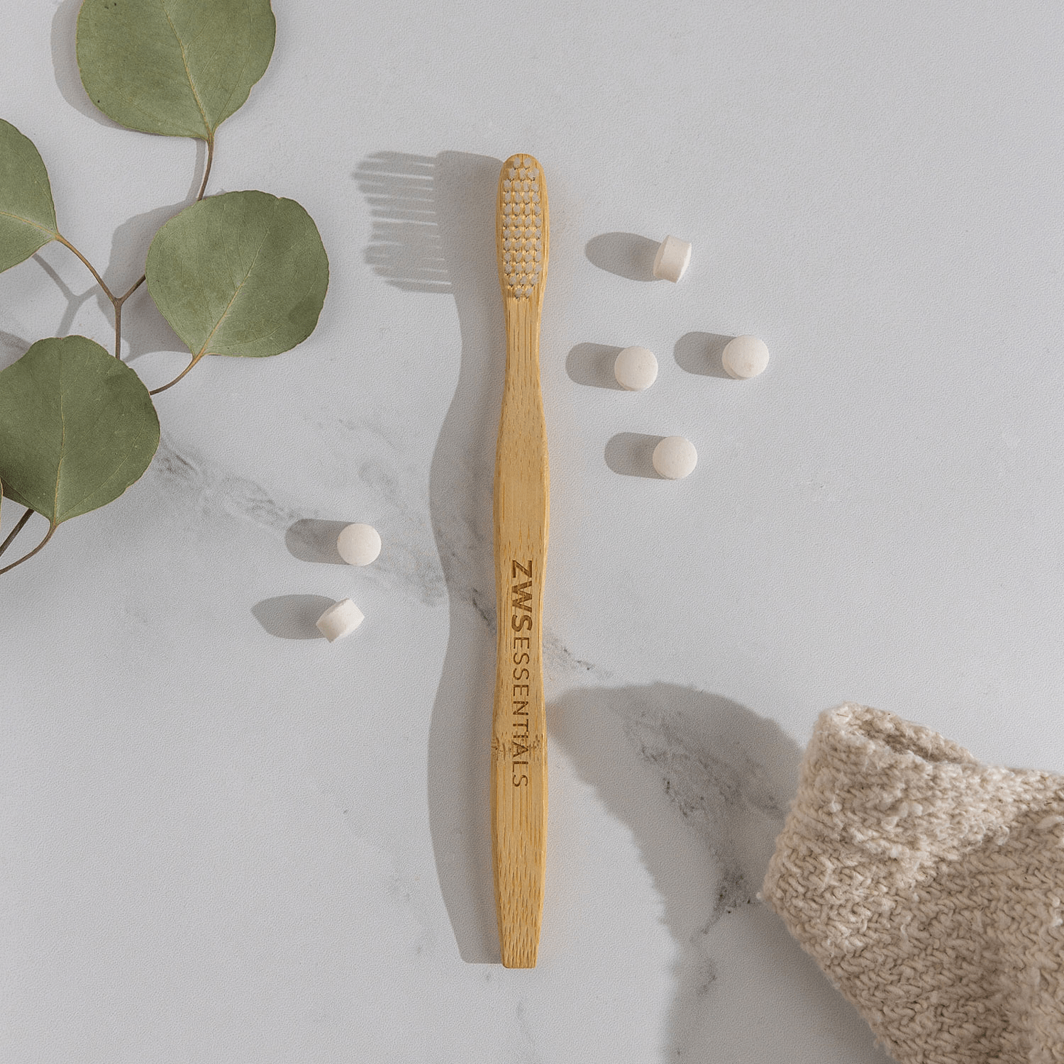 Zero Waste Store 1-Pack Bamboo Toothbrush - Adult - Zero Waste Toothbrush, Plastic Free, Compostable, Castor Bean Bristles